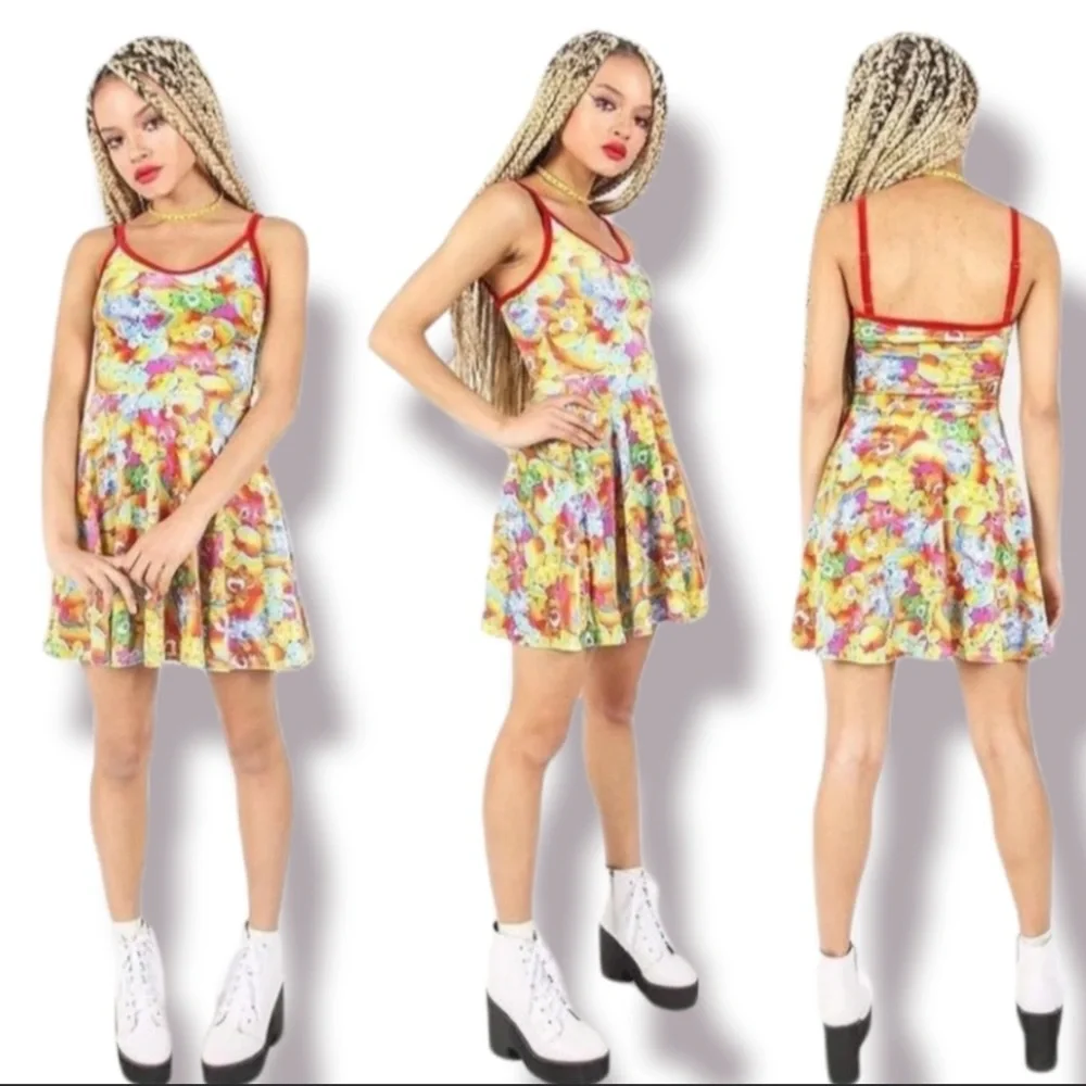 🎀✨🎀 Iron Fist & CARE-BEARS collab Flirty Velvet fit & flare Twirl Dress NWT - Picture 4 of 12